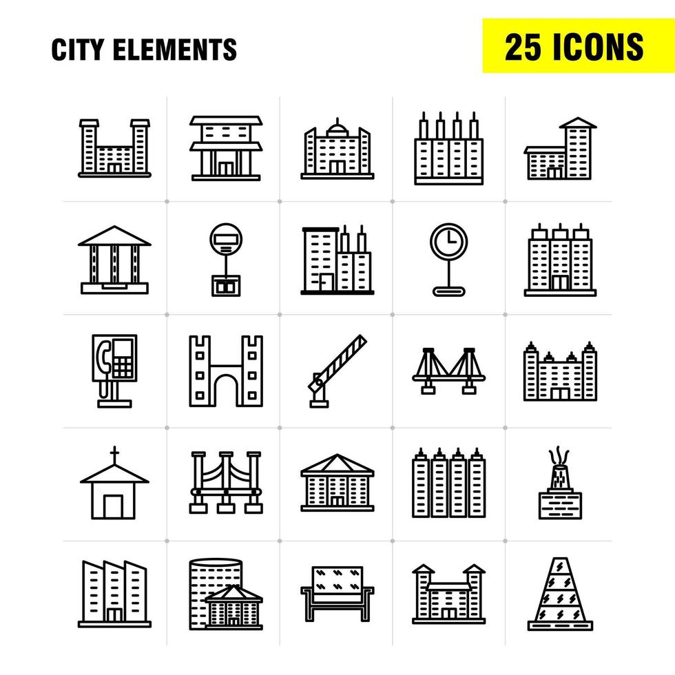 City Elements Line Icons Set For Infographics Mobile UXUI Kit And Print Design Include Car Vehicle Travel Transport Fountain Water Shower City Eps 10 Vector