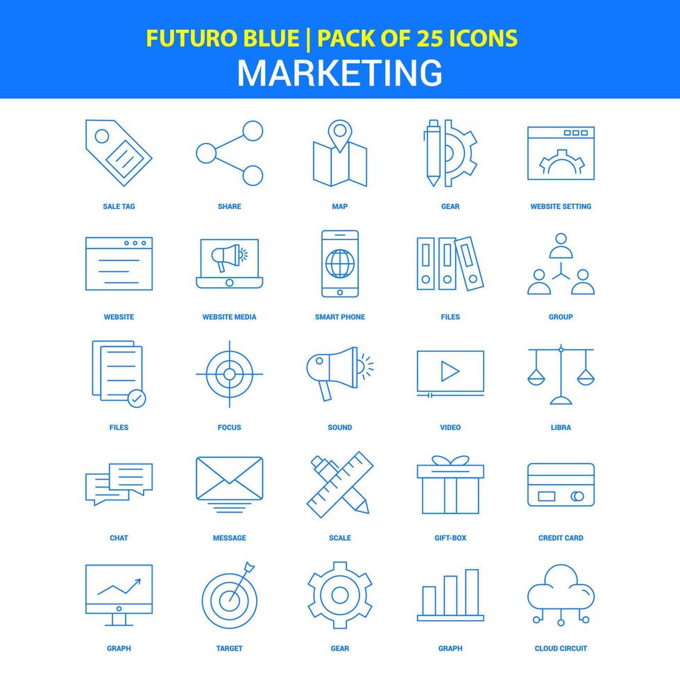 Marketing Icons Futuro Blue 25 Icon pack vector