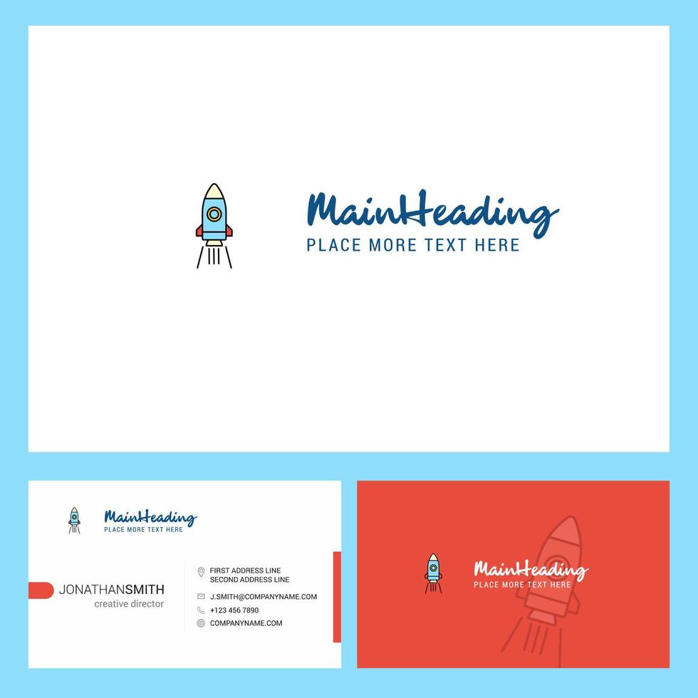 Rocket Logo design with Tagline Front and Back Busienss Card Template Vector Creative Design