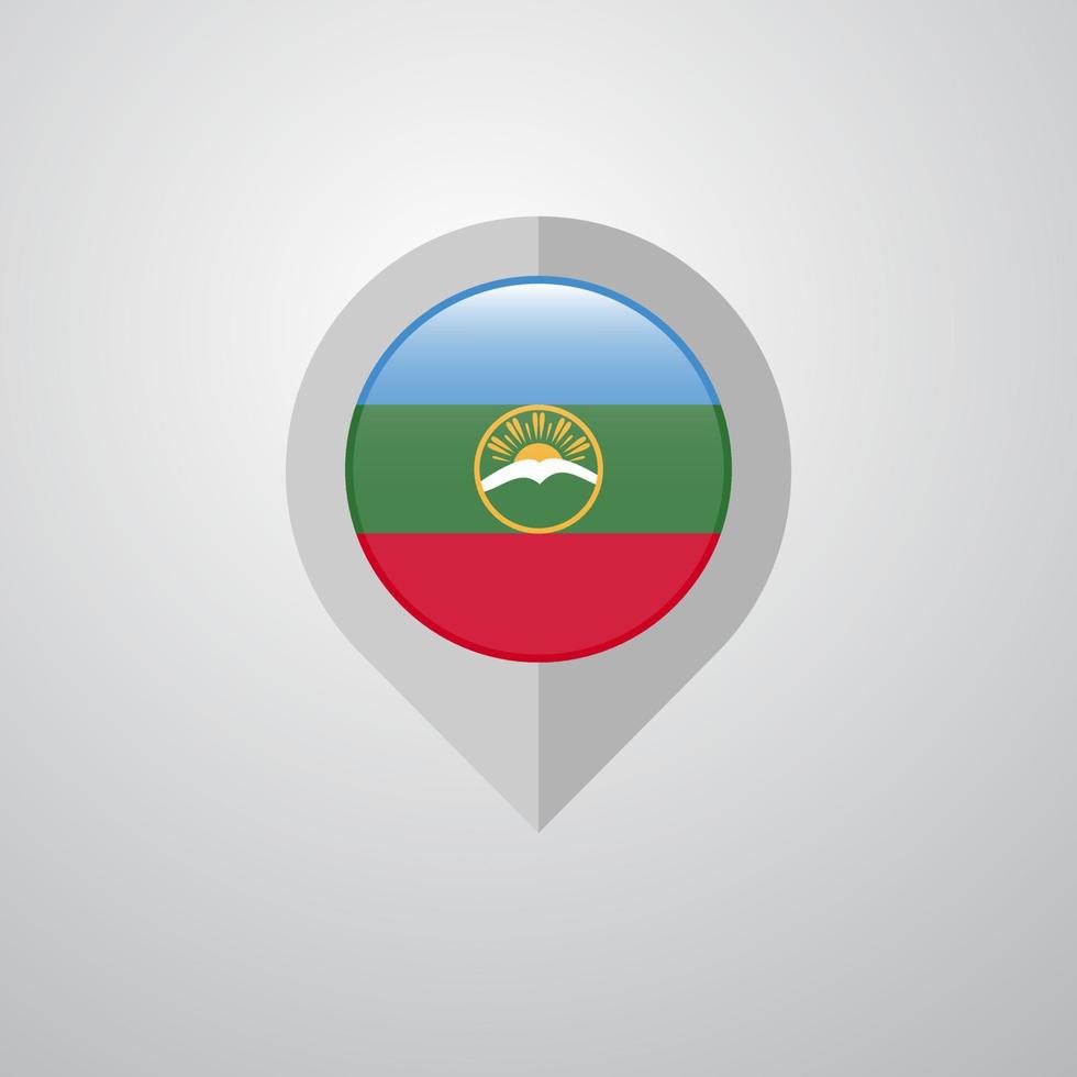 Map Navigation pointer with Karachay Chekessia flag design vector