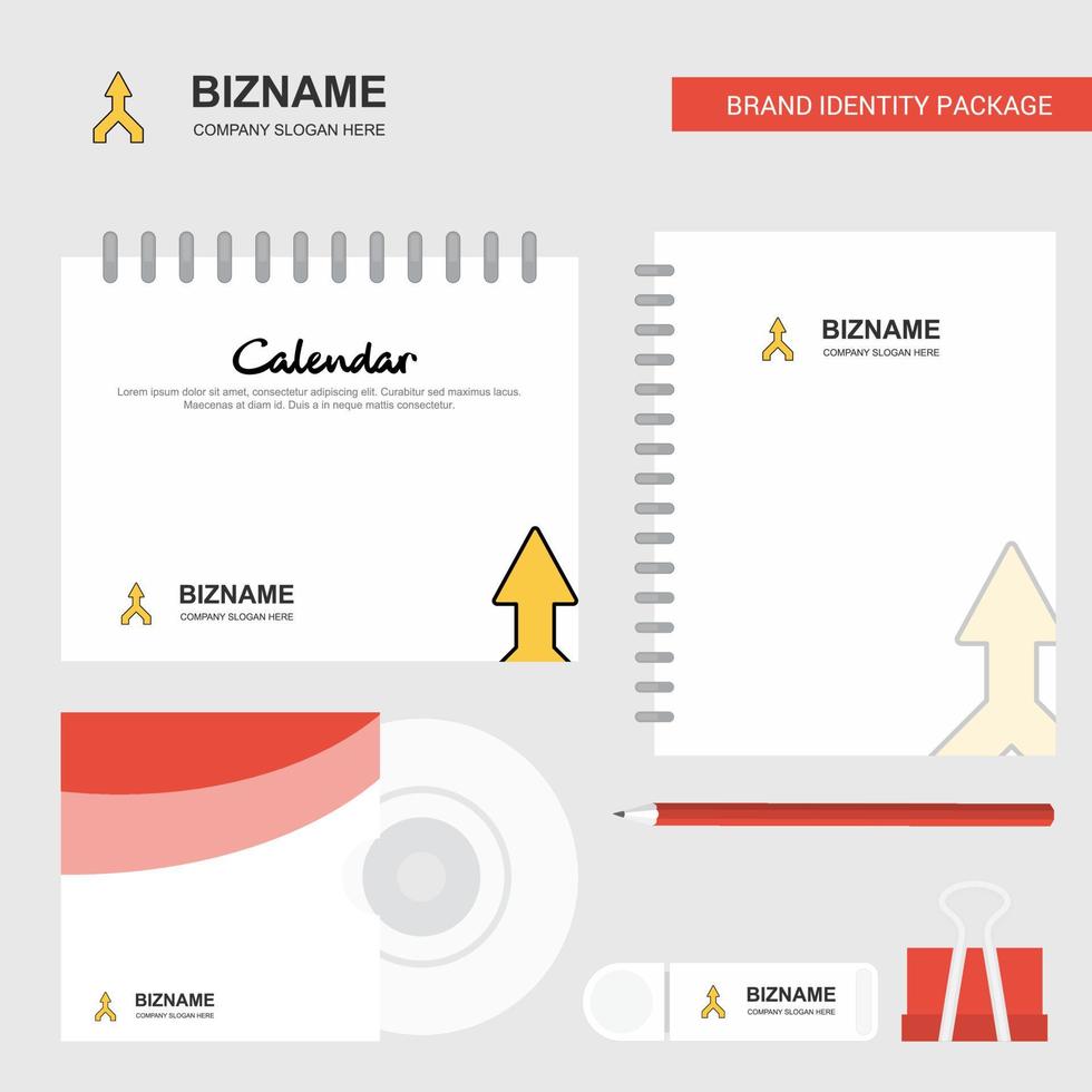 Up arrow Logo Calendar Template CD Cover Diary and USB Brand Stationary Package Design Vector Template