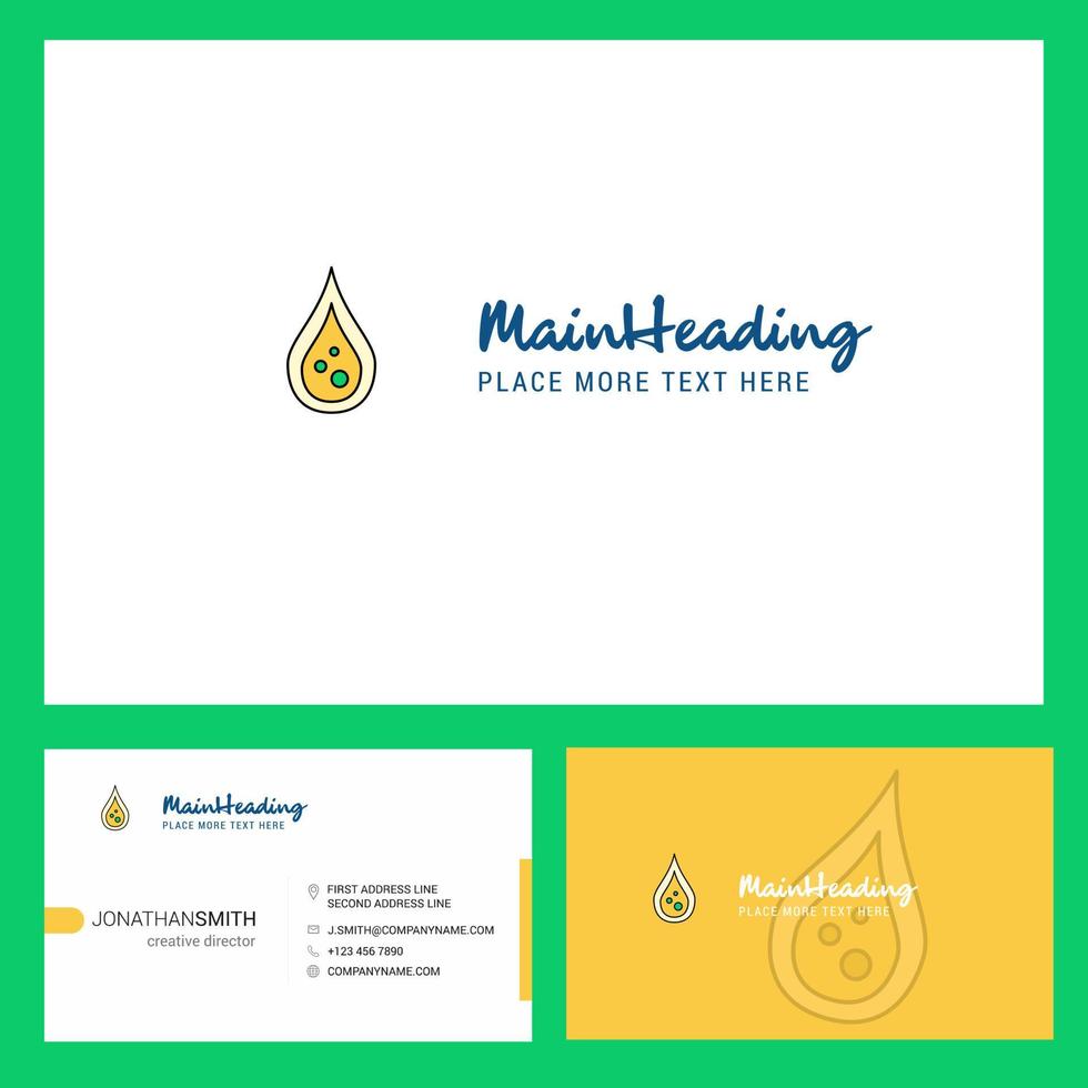 Water drop Logo design with Tagline Front and Back Busienss Card Template Vector Creative Design