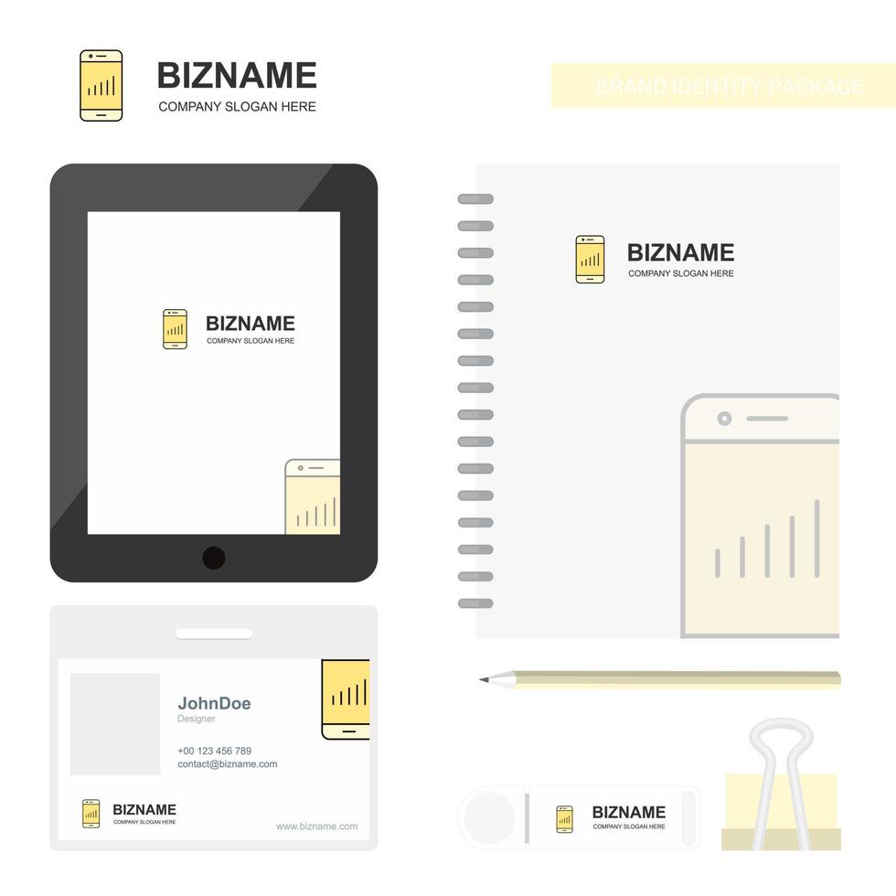 Smartphone Business Logo Tab App Diary PVC Employee Card and USB Brand Stationary Package Design Vector Template