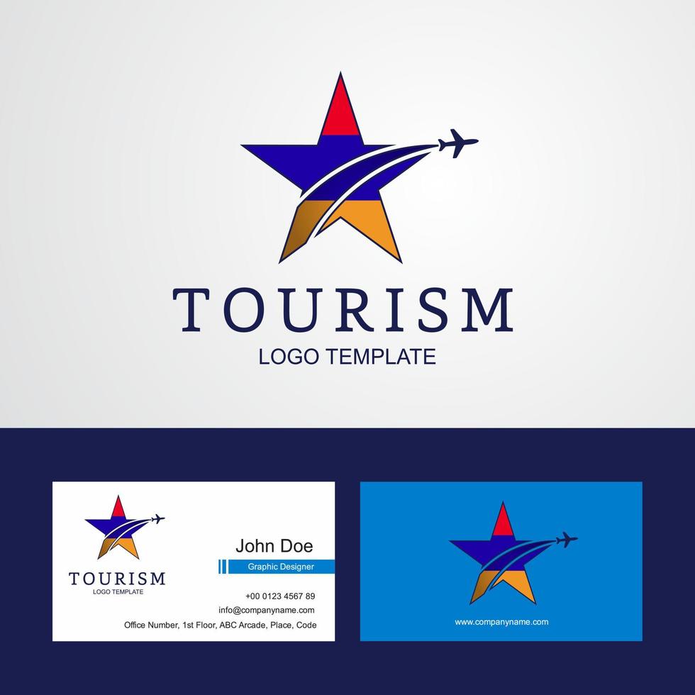 Travel Armenia flag Creative Star Logo and Business card design vector