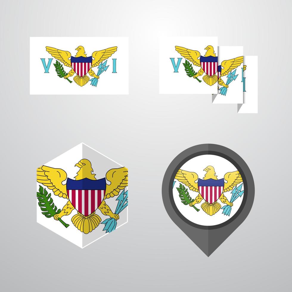 Virgin Islands US flag design set vector