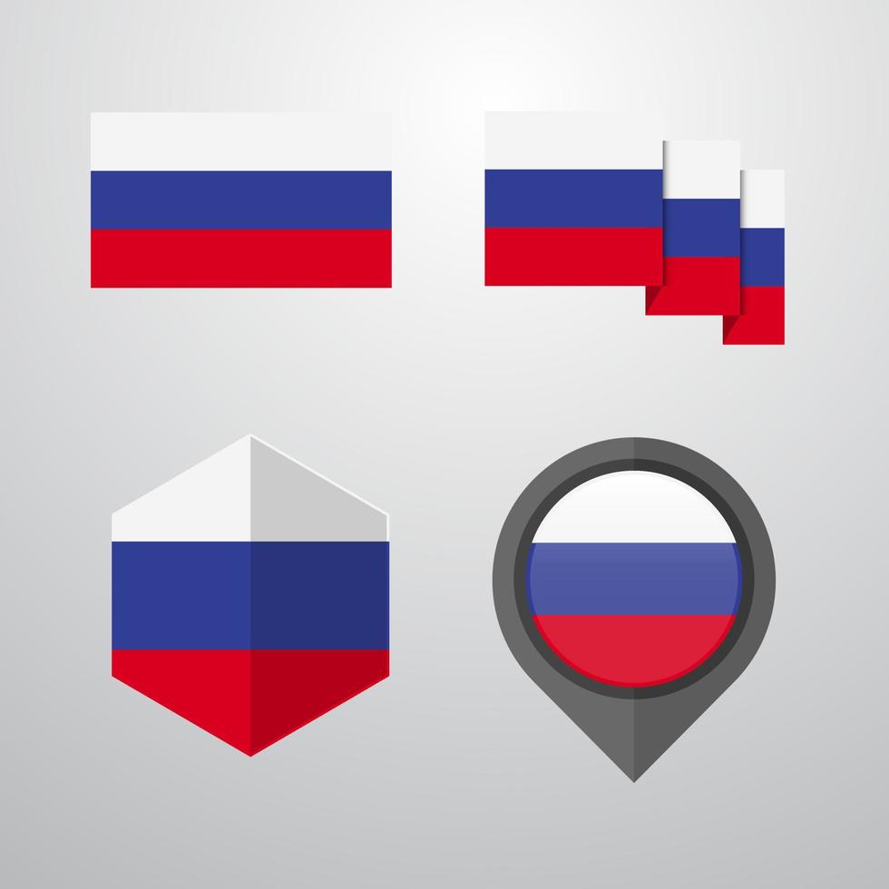 Russia flag design set vector