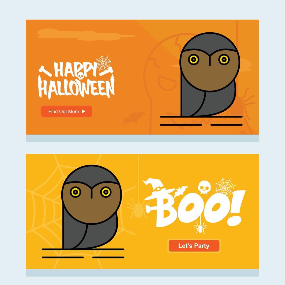 Happy Halloween invitation design with owl vector
