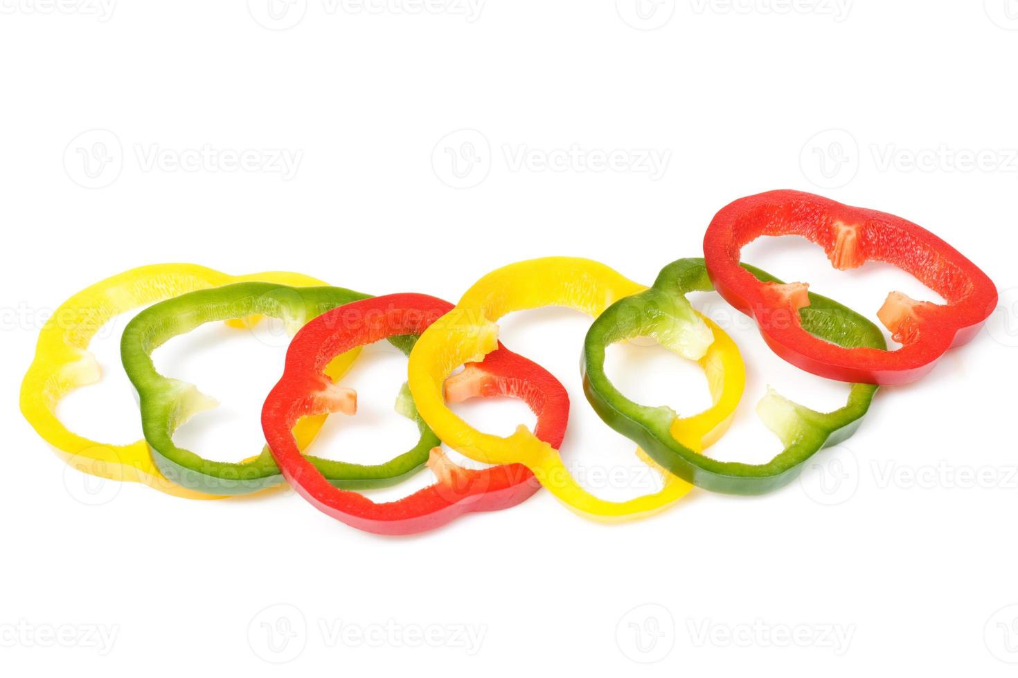 three colours bell pepper cuts photo