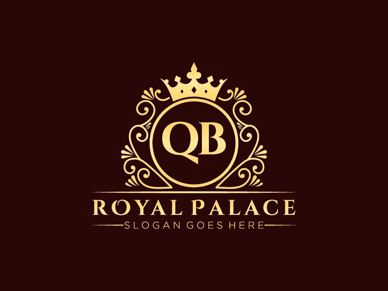 Letter QB Antique royal luxury victorian logo with ornamental frame. vector