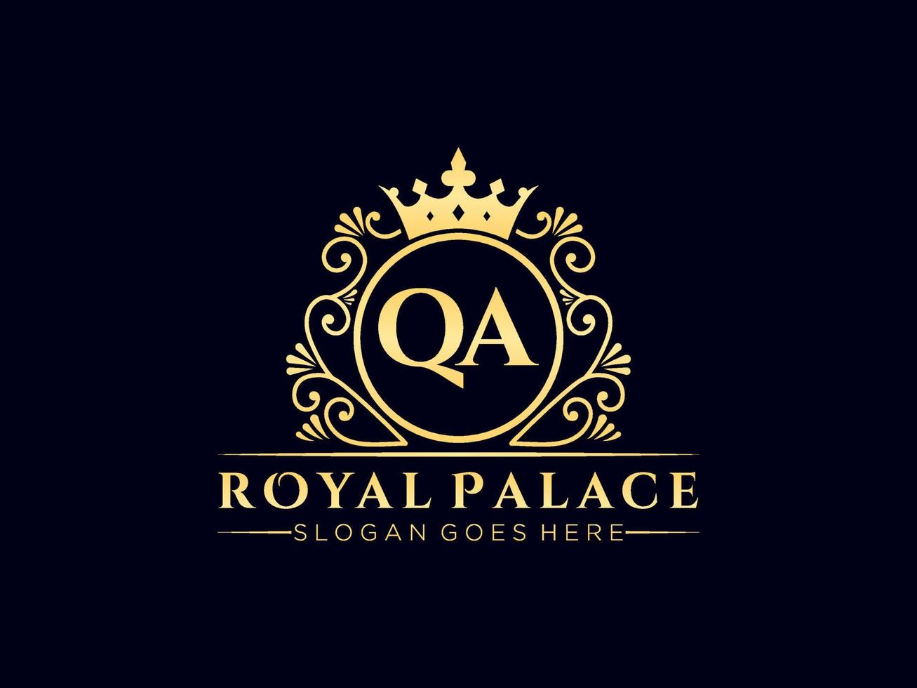 Letter QA Antique royal luxury victorian logo with ornamental frame. vector
