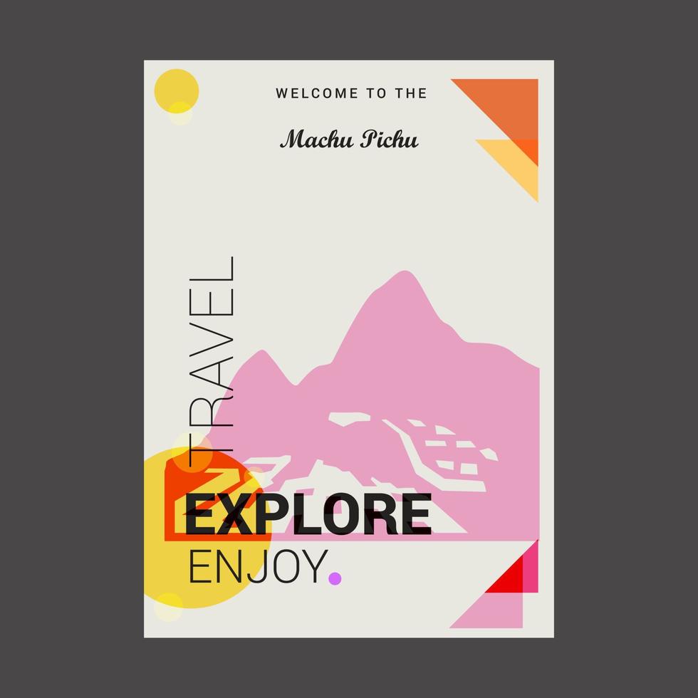 bienvenido a la región de machu pichu cuzco perú explore travel enjoy poster template vector