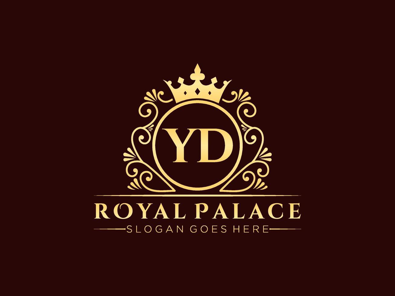 Letter YD Antique royal luxury victorian logo with ornamental frame. vector