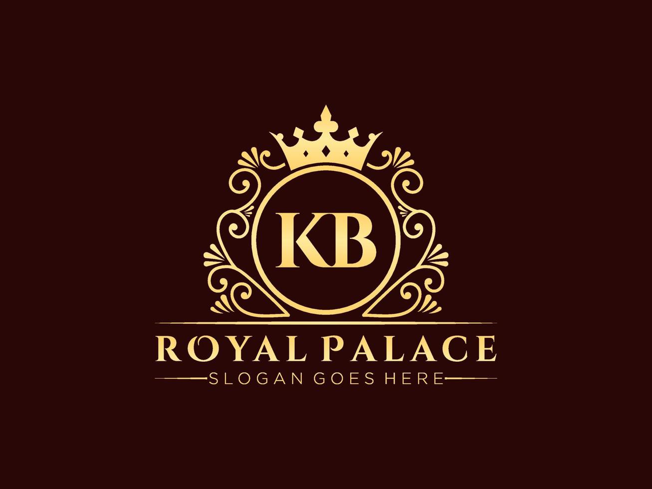 Letter KB Antique royal luxury victorian logo with ornamental frame. vector
