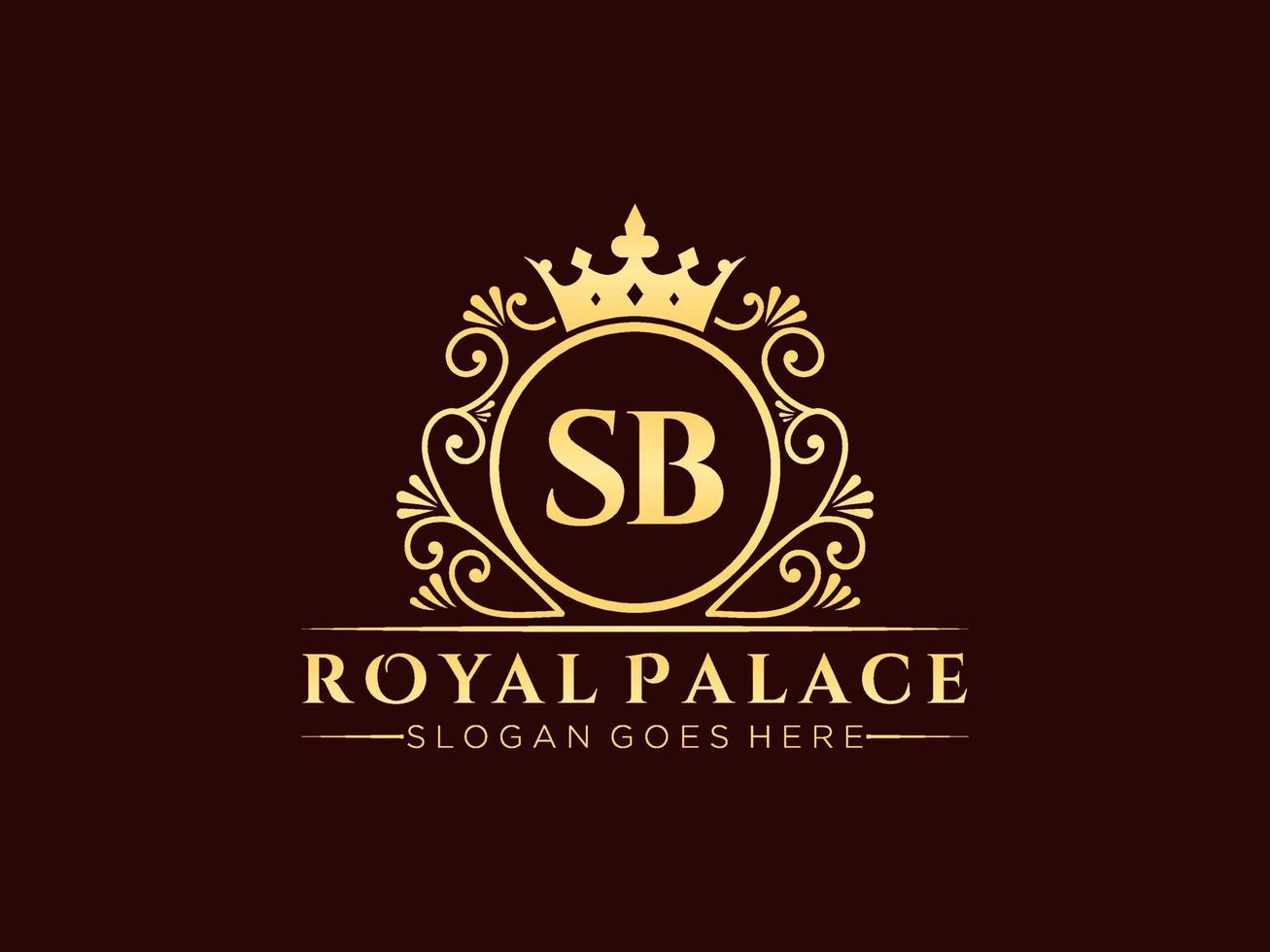 Letter SB Antique royal luxury victorian logo with ornamental frame. vector