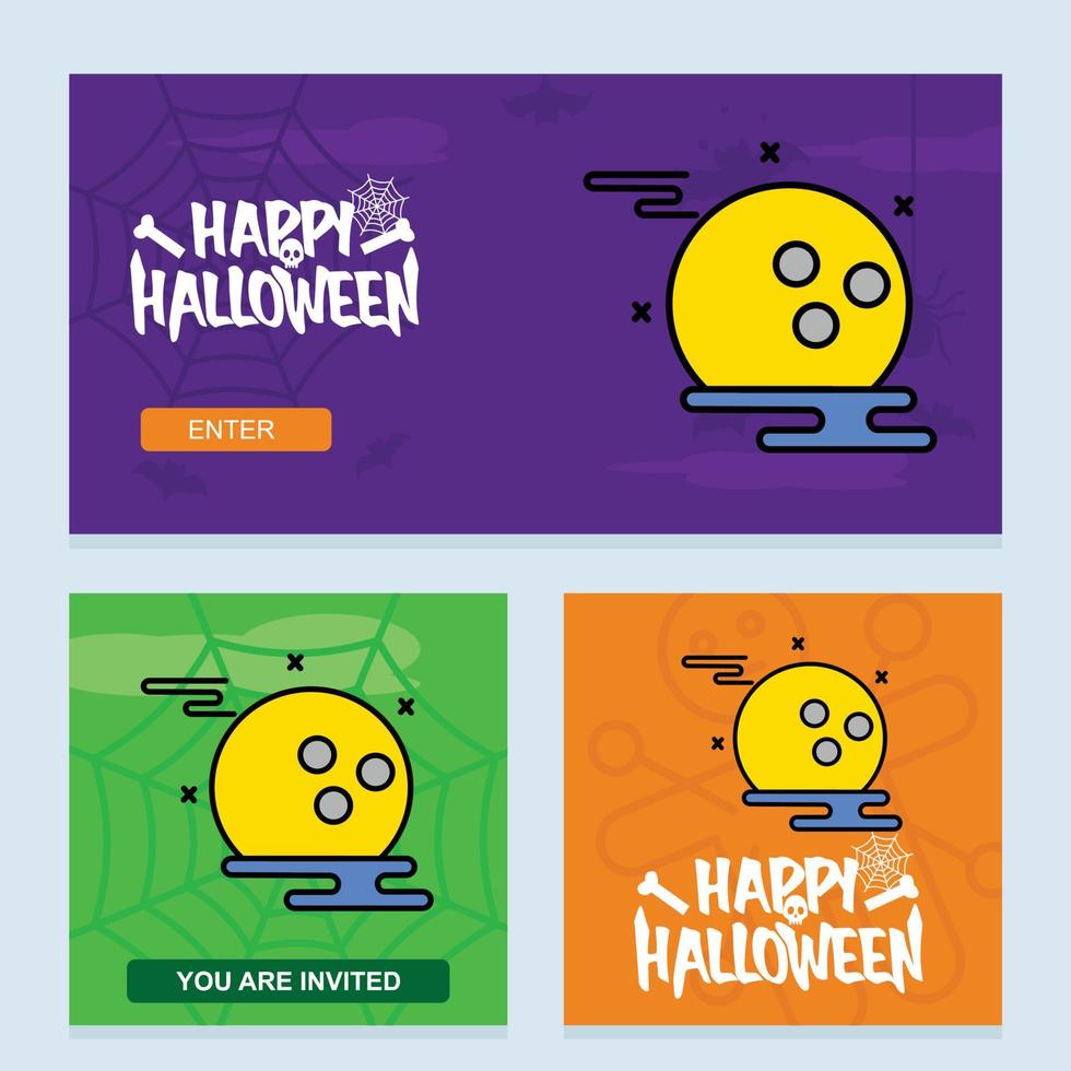 diseño de invitación de feliz halloween con vector de luna