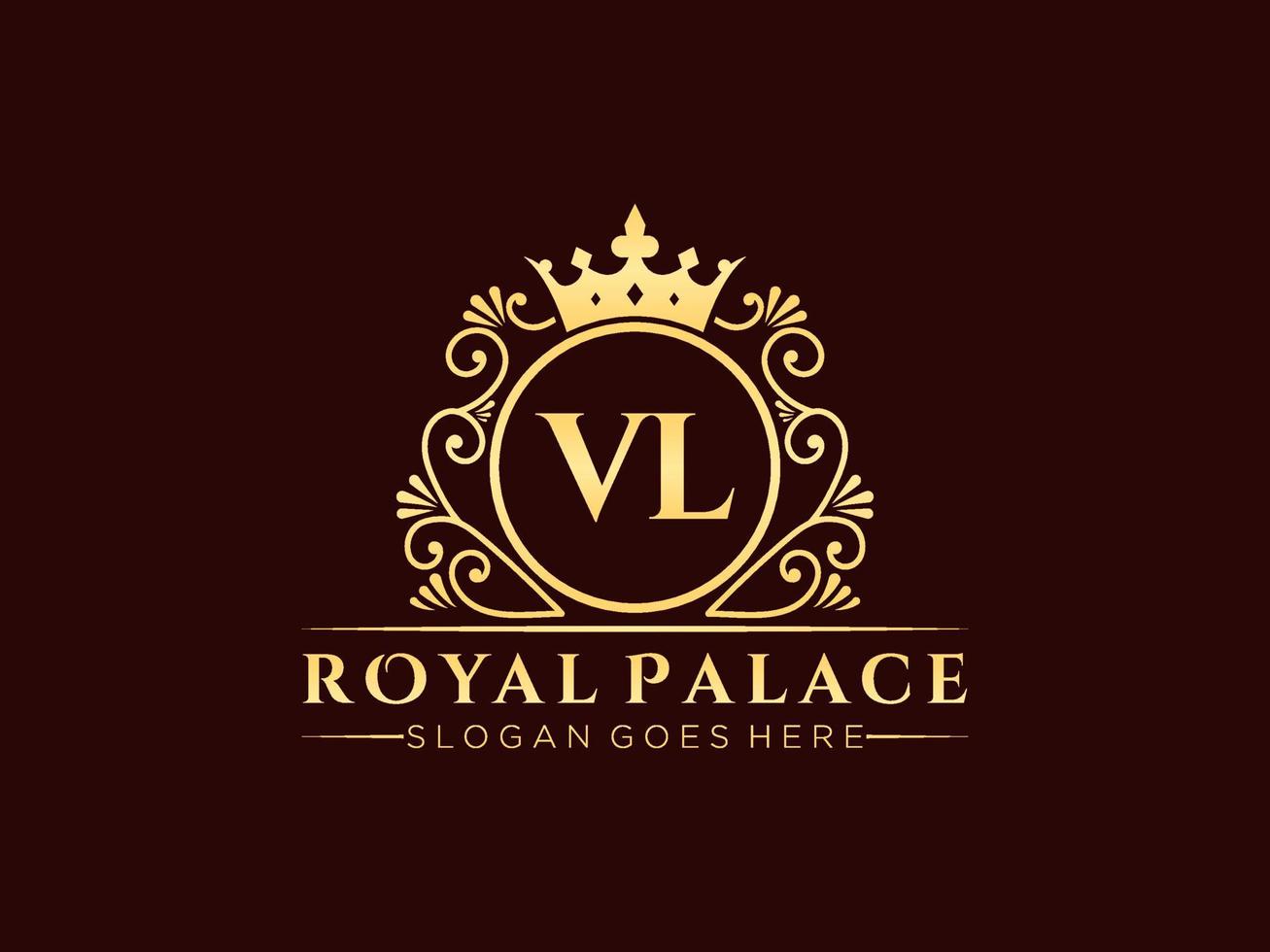 Letter VL Antique royal luxury victorian logo with ornamental frame. vector