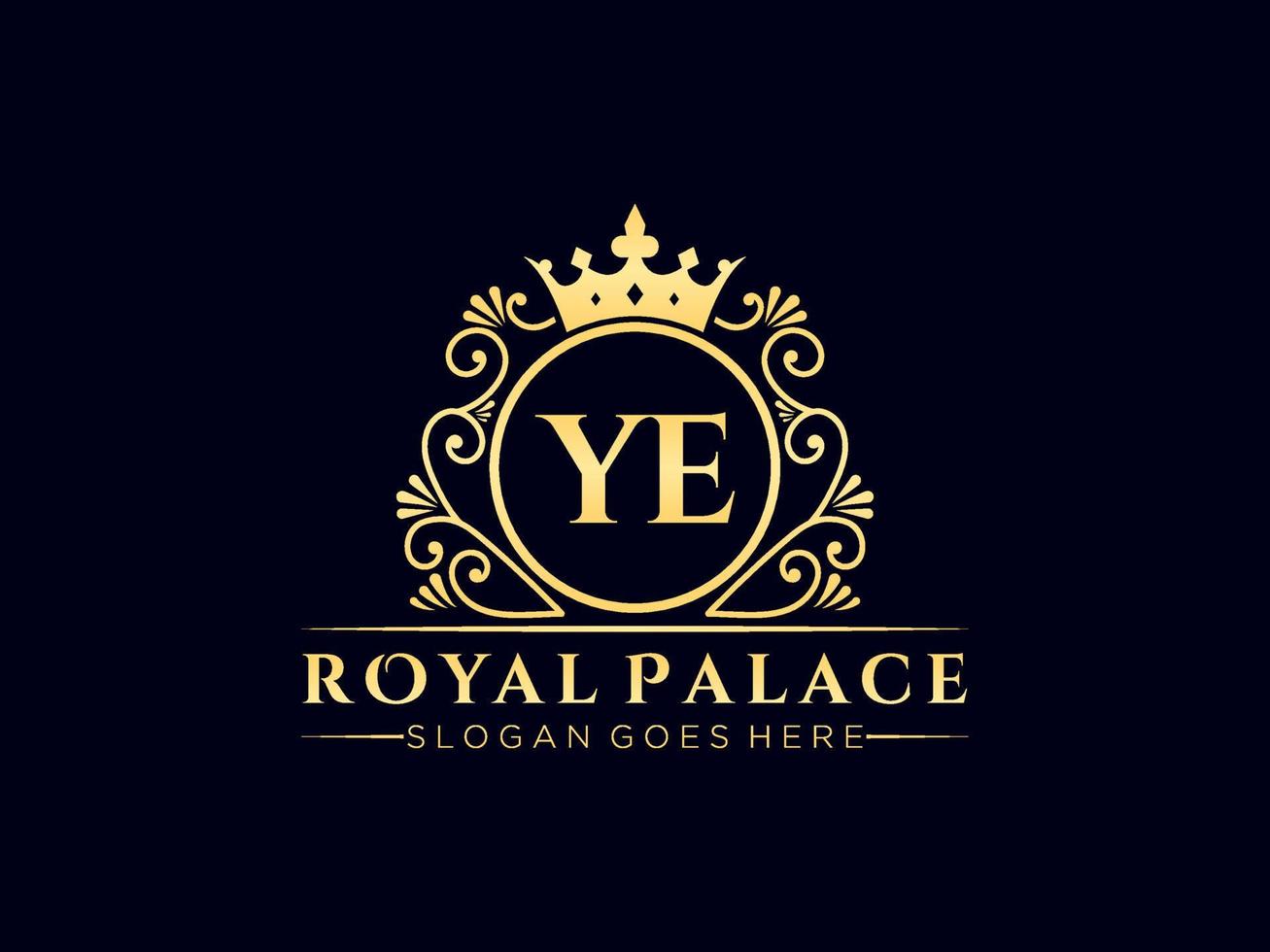 Letter YE Antique royal luxury victorian logo with ornamental frame. vector