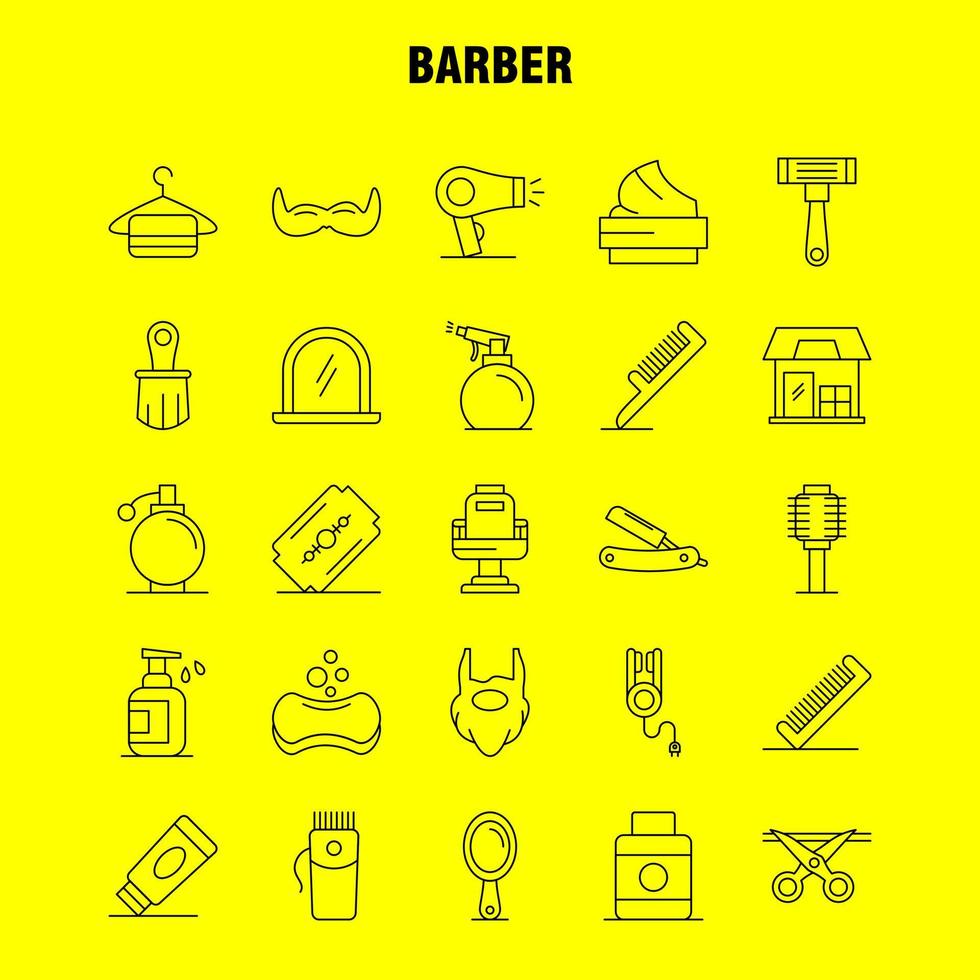 iconos de línea de barbero establecidos para infografía kit uxui móvil y diseño de impresión incluyen espejo de cara de barbero silla de belleza de barbero corte de pelo conjunto de iconos de barbero vector