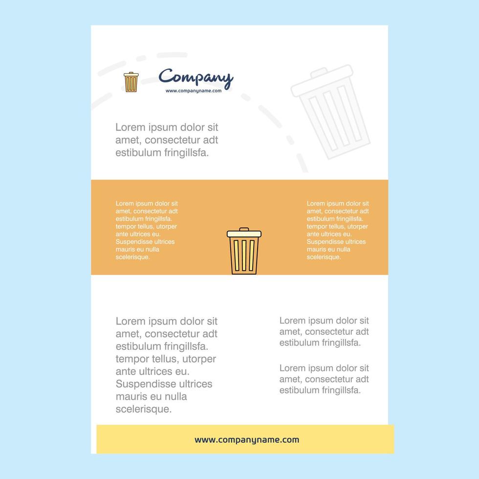 Template layout for Dustbin comany profile annual report presentations leaflet Brochure Vector Background