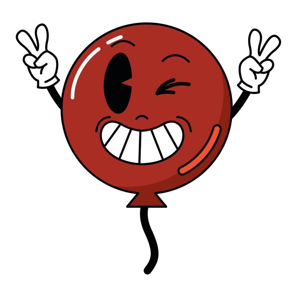 Isolated happy balloon groovy traditional cartoon Vector illustration