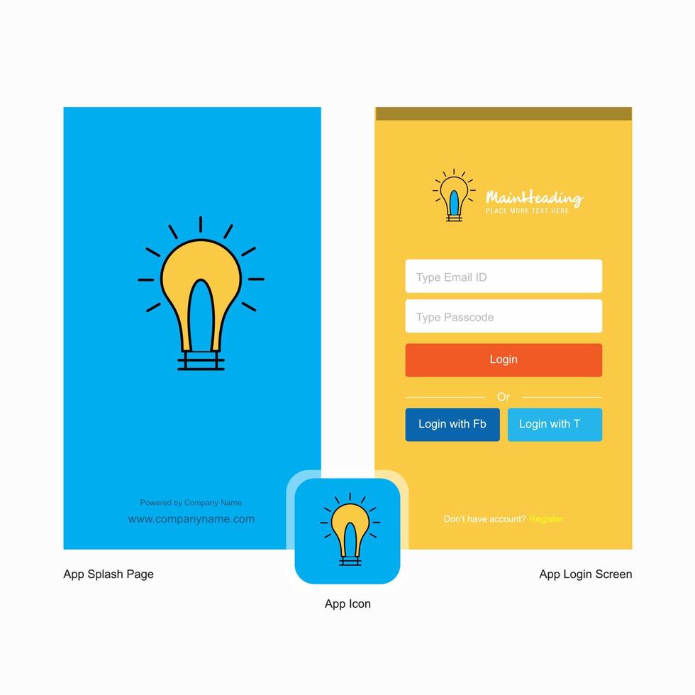 Company Idea Splash Screen and Login Page design with Logo template