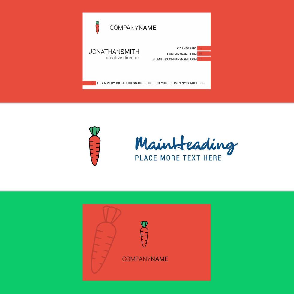 Beautiful Carrot Logo and business card vertical Design Vector