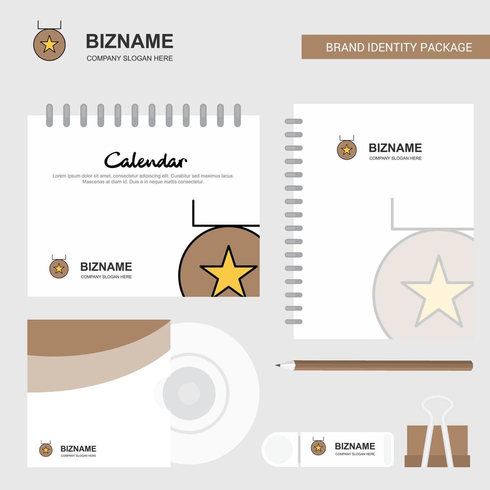 Medal Logo Calendar Template CD Cover Diary and USB Brand Stationary Package Design Vector Template