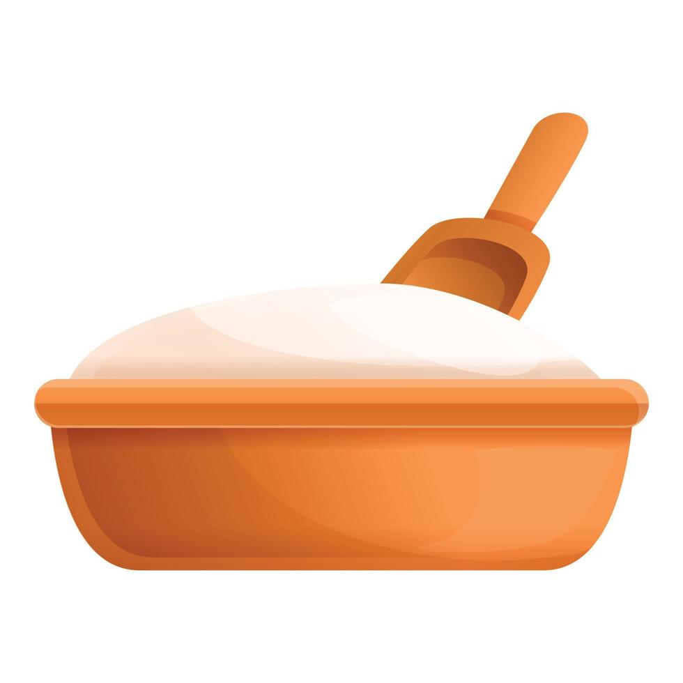 Flour basin icon, cartoon style vector