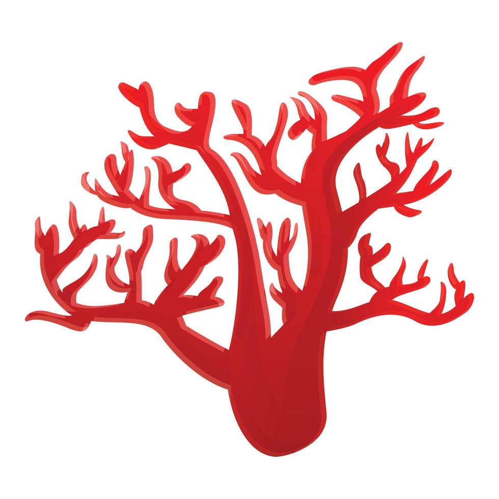 Red marine coral icon, cartoon style vector