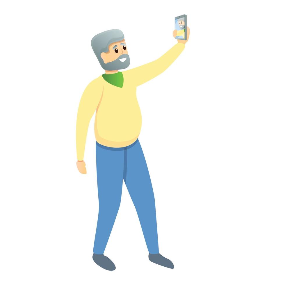 Selfie grandfather icon, cartoon style vector