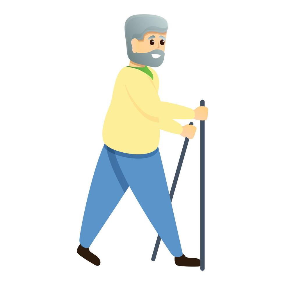 Jogging grandfather icon, cartoon style vector