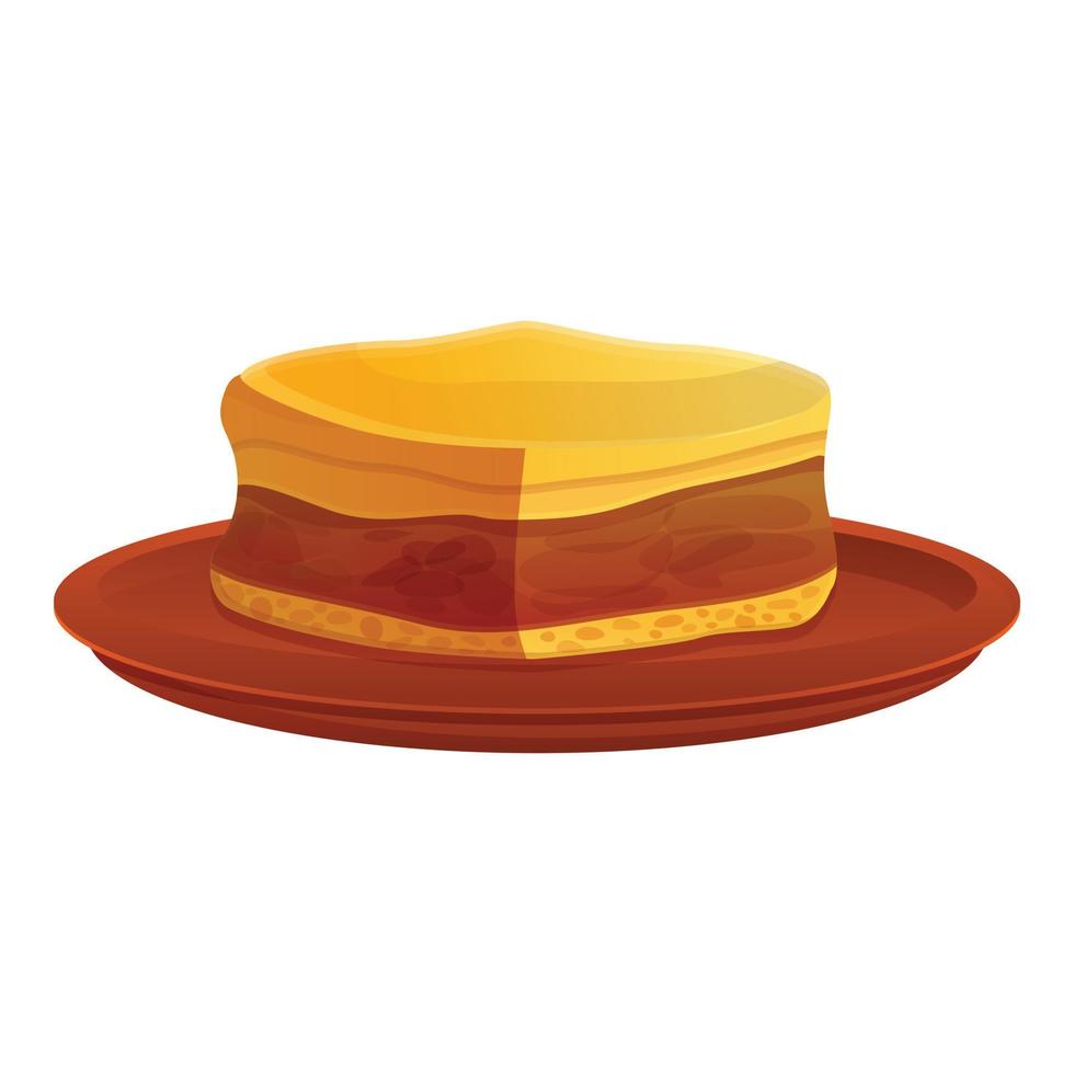 icono de tarta de queso griego, estilo de dibujos animados vector