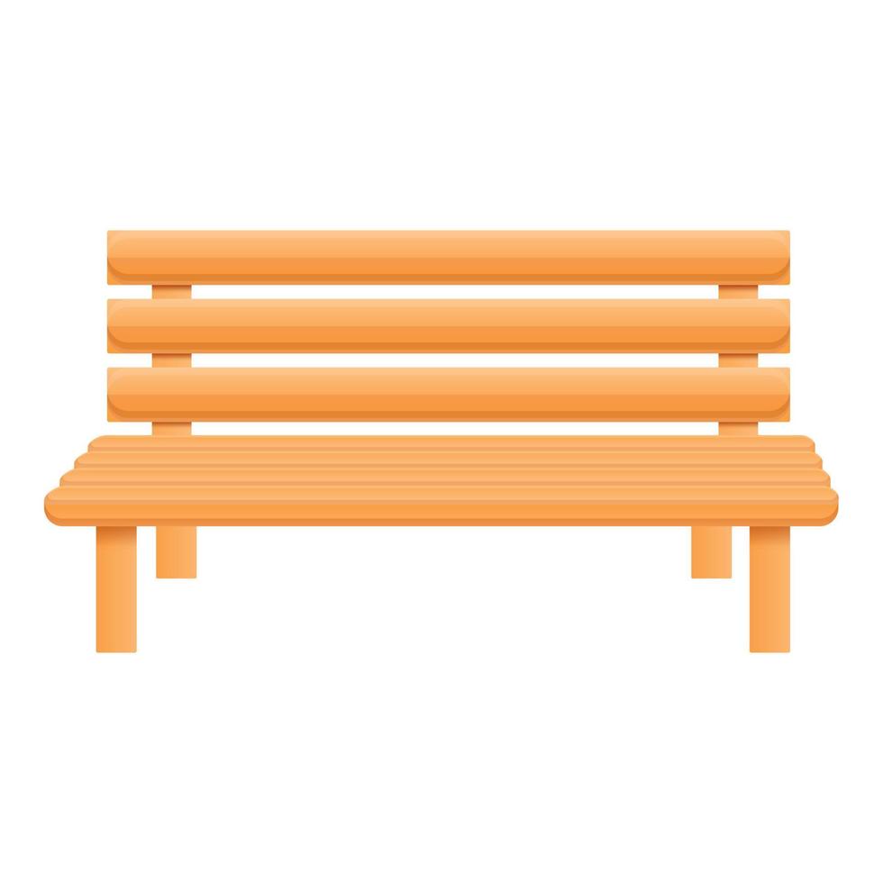 Wood bench icon, cartoon style vector