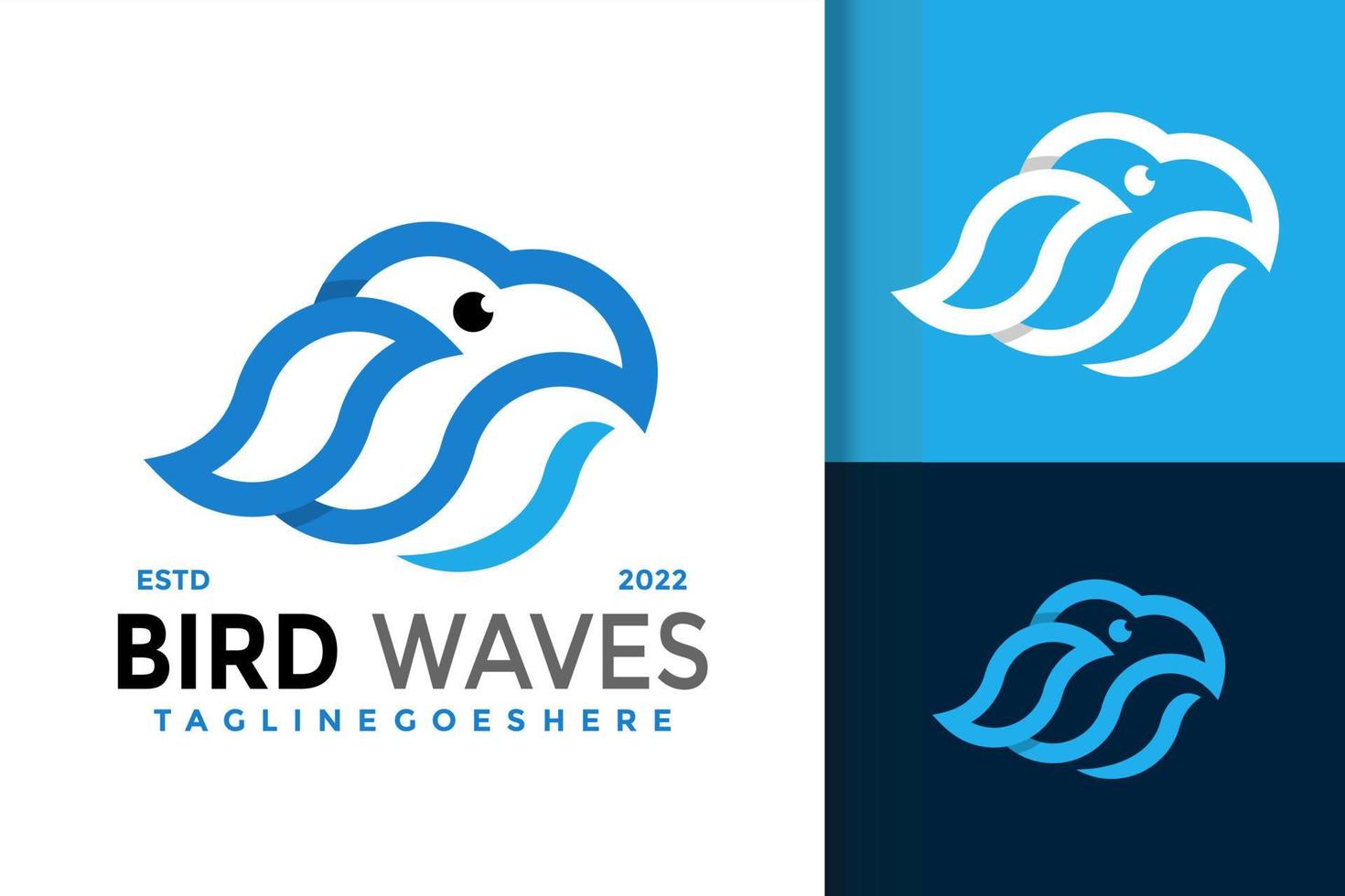 diseño de logotipo de ondas de aves, vector de logotipos de identidad de marca, logotipo moderno, plantilla de ilustración vectorial de diseños de logotipos