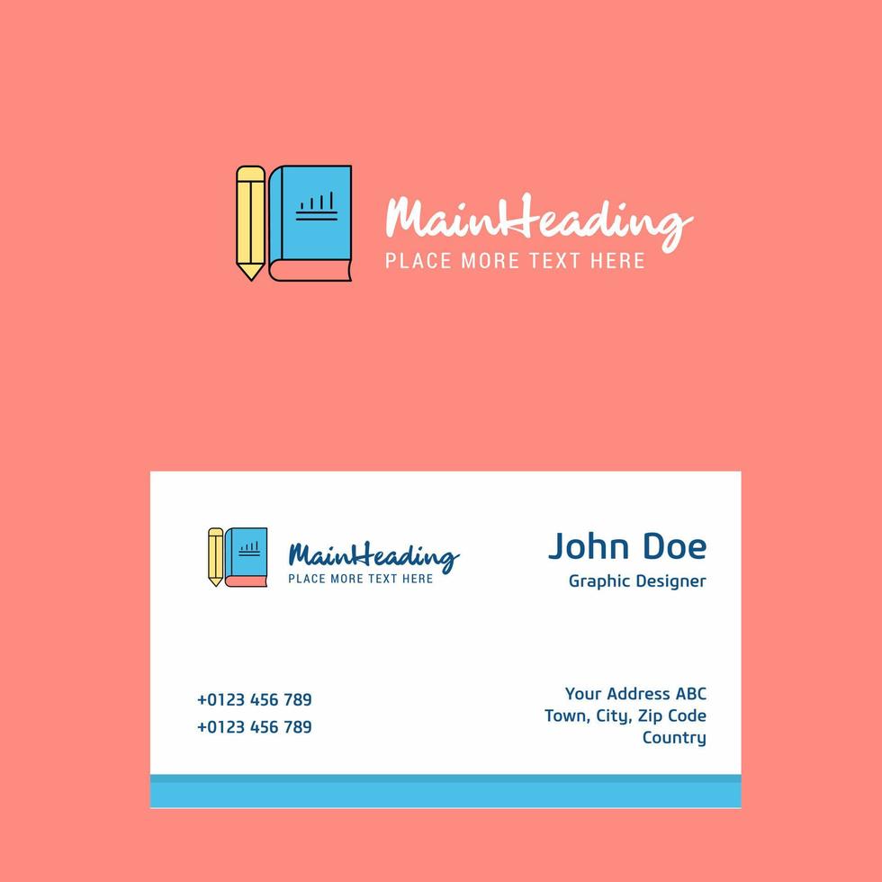 Book and pencil logo Design with business card template Elegant corporate identity Vector