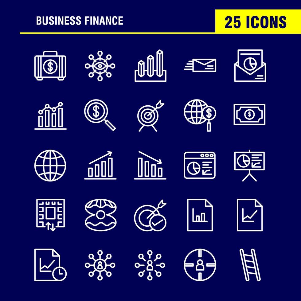 paquete de iconos de línea de finanzas comerciales para diseñadores y desarrolladores iconos de bolsa maletín negocio moda finanzas negocio ojo misión vector