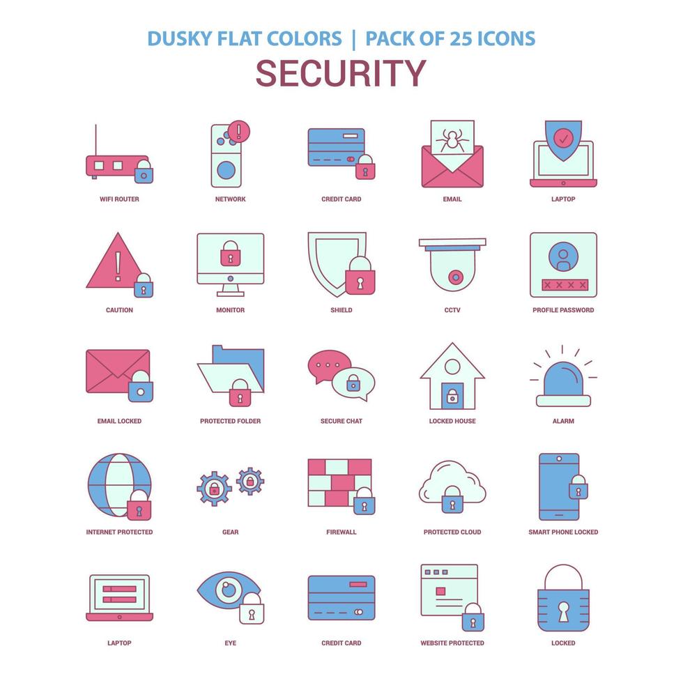 icono de seguridad color plano oscuro paquete de iconos vintage 25 vector