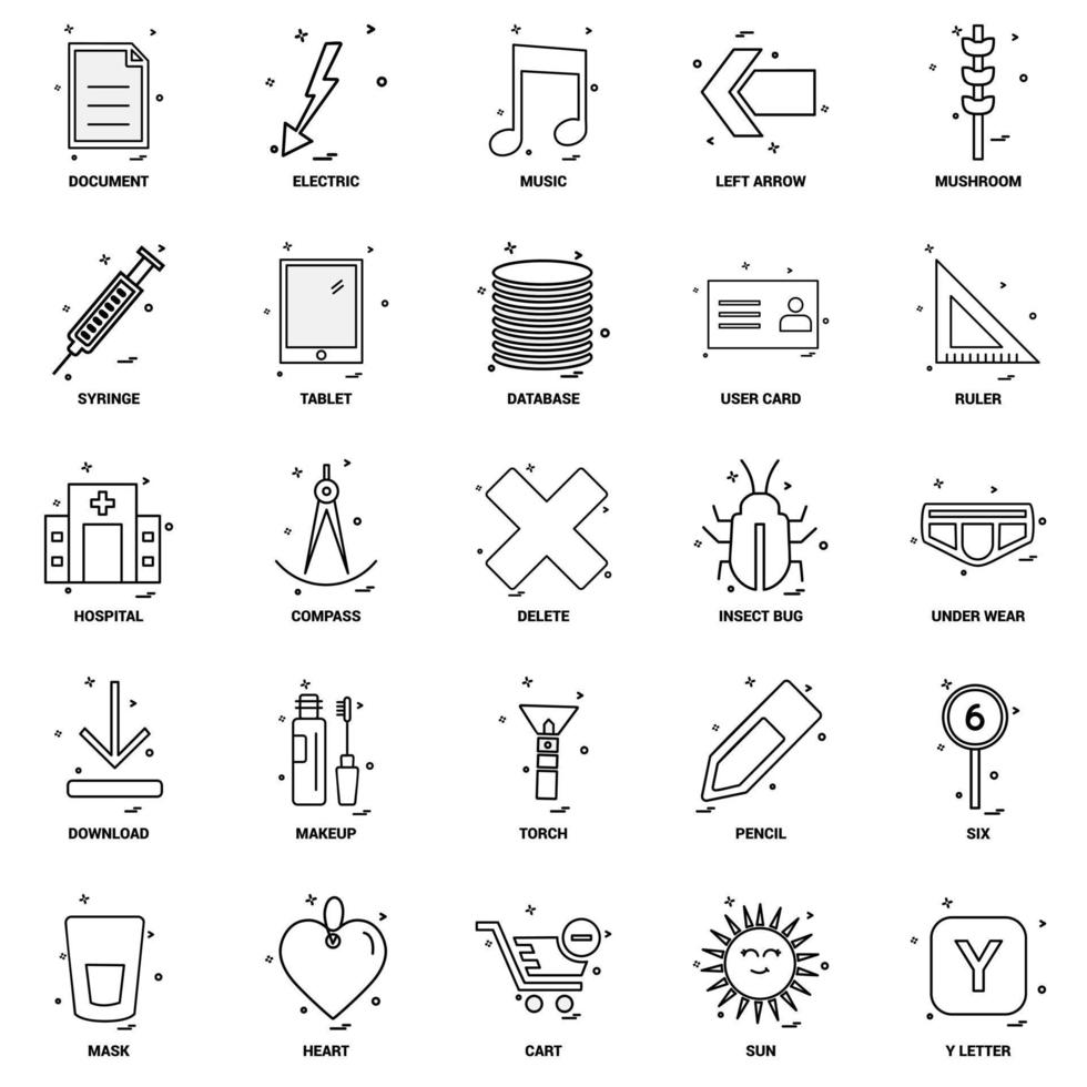 25 conjunto de iconos de línea de mezcla de concepto de negocio vector