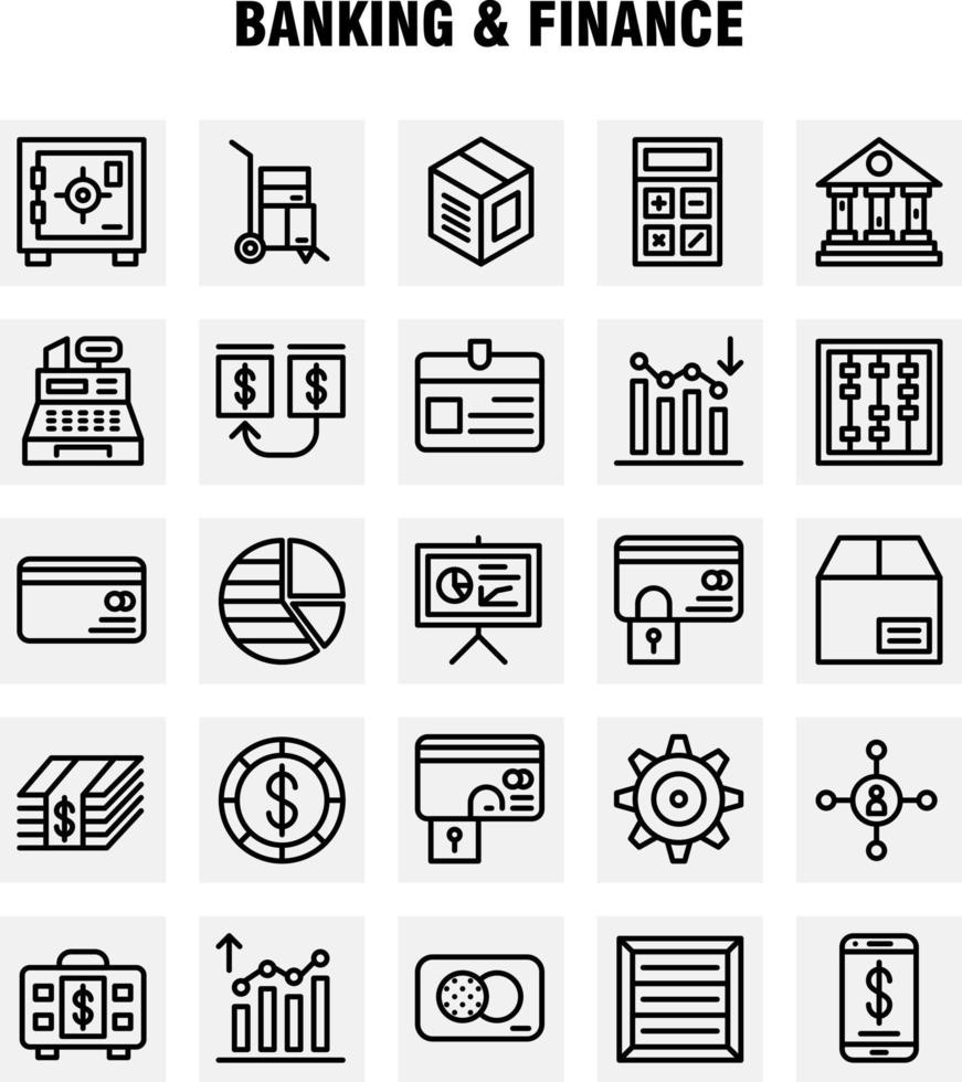 Banking Line Icon Pack For Designers And Developers Icons Of Analysis Financial Graph Report Down Hierarchy Management Organization Vector