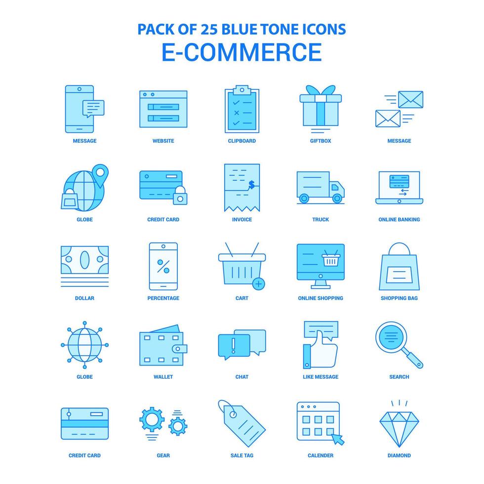 ECommerce Blue Tone Icon Pack 25 Icon Sets vector