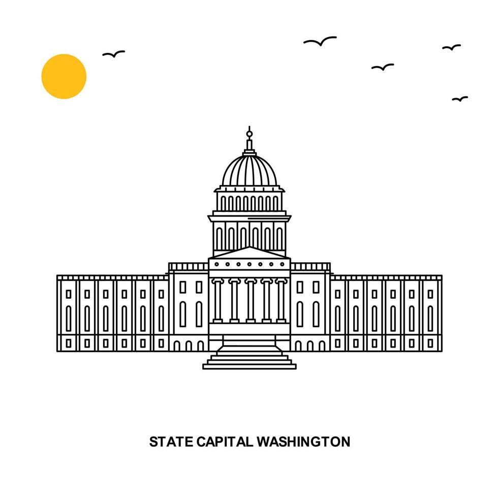 STATE CAPITAL WASHINGTON Monument World Travel Natural illustration Background in Line Style vector
