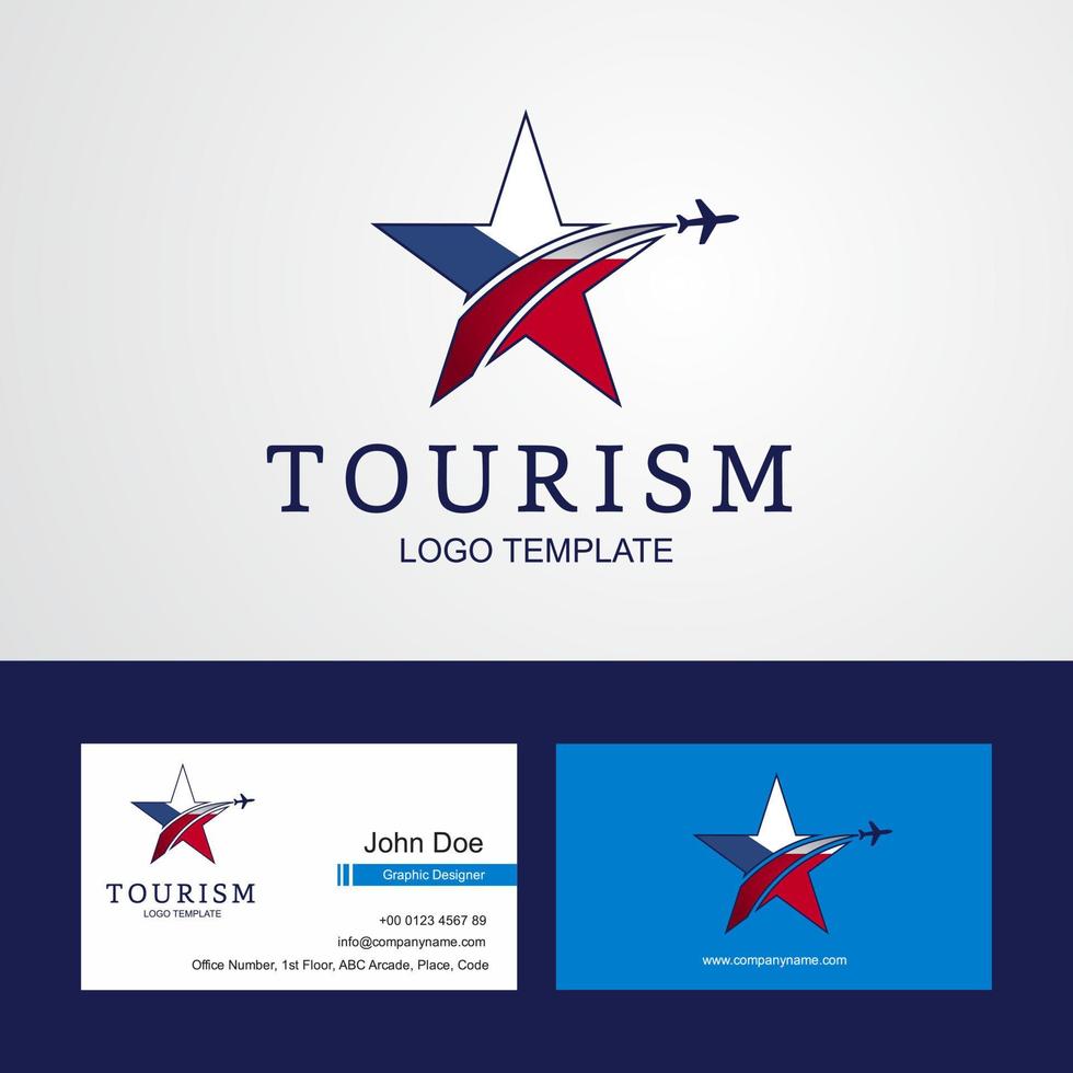 Travel Czech Republic flag Creative Star Logo and Business card design vector