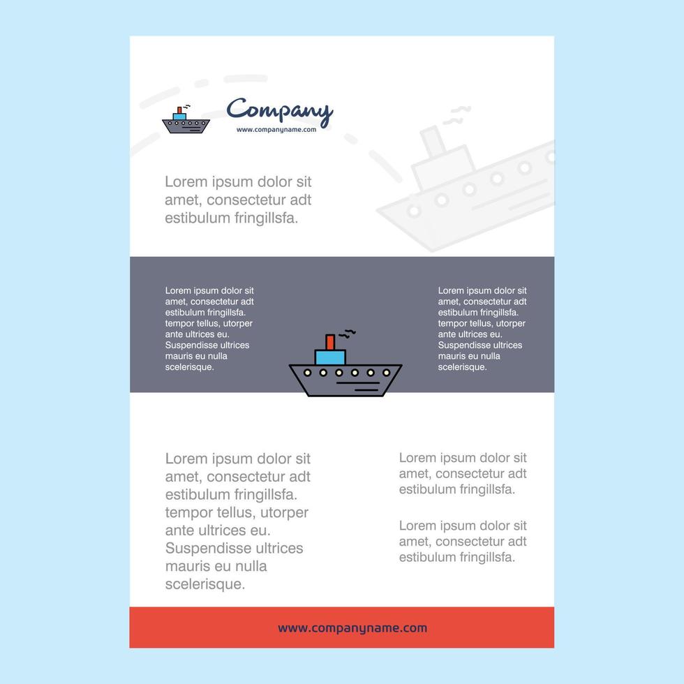 Template layout for Ship comany profile annual report presentations leaflet Brochure Vector Background