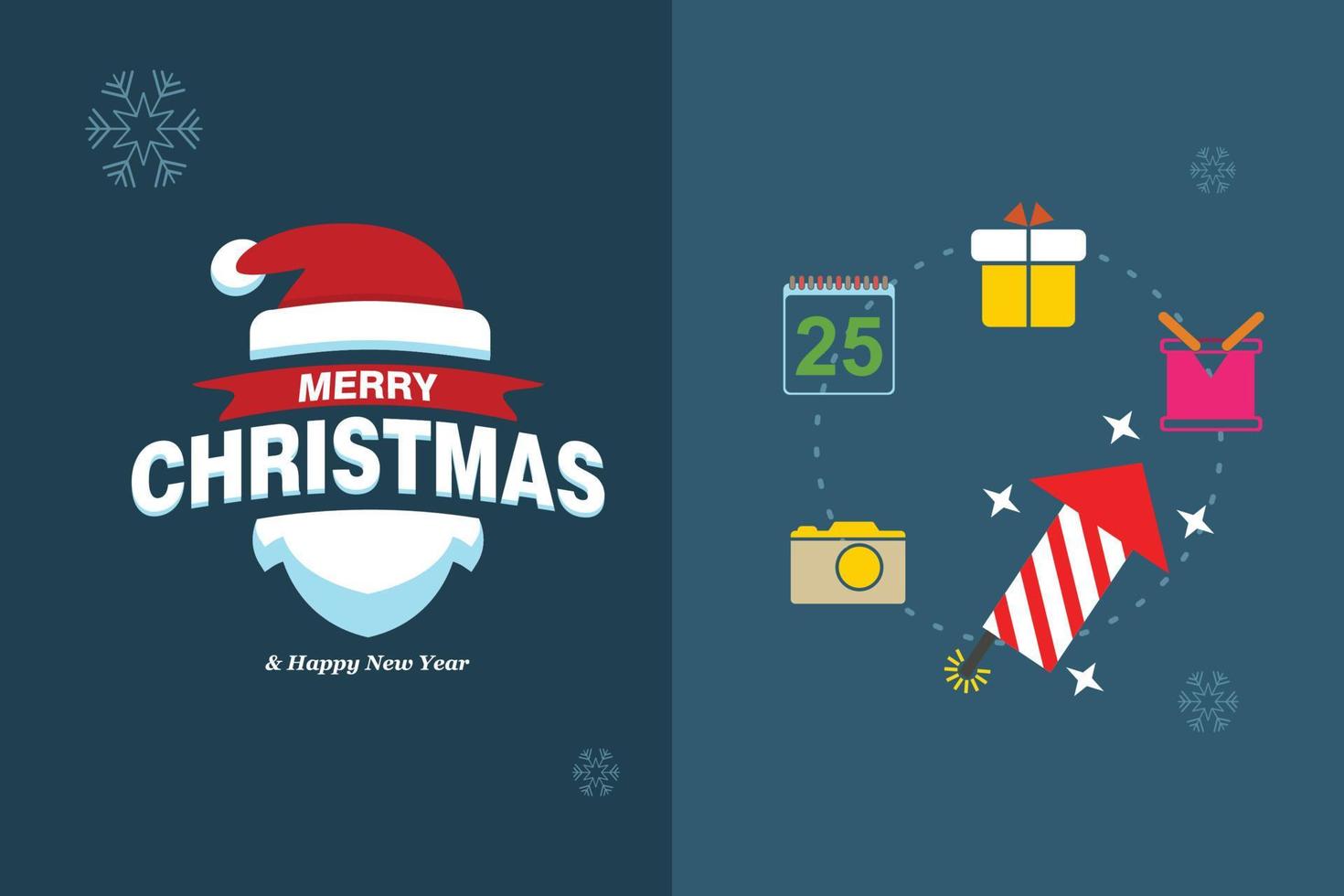 tarjeta de feliz navidad con diseño elegante y vector de tipografía