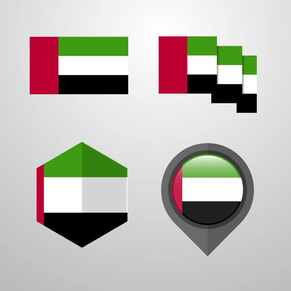 UAE flag design set vector