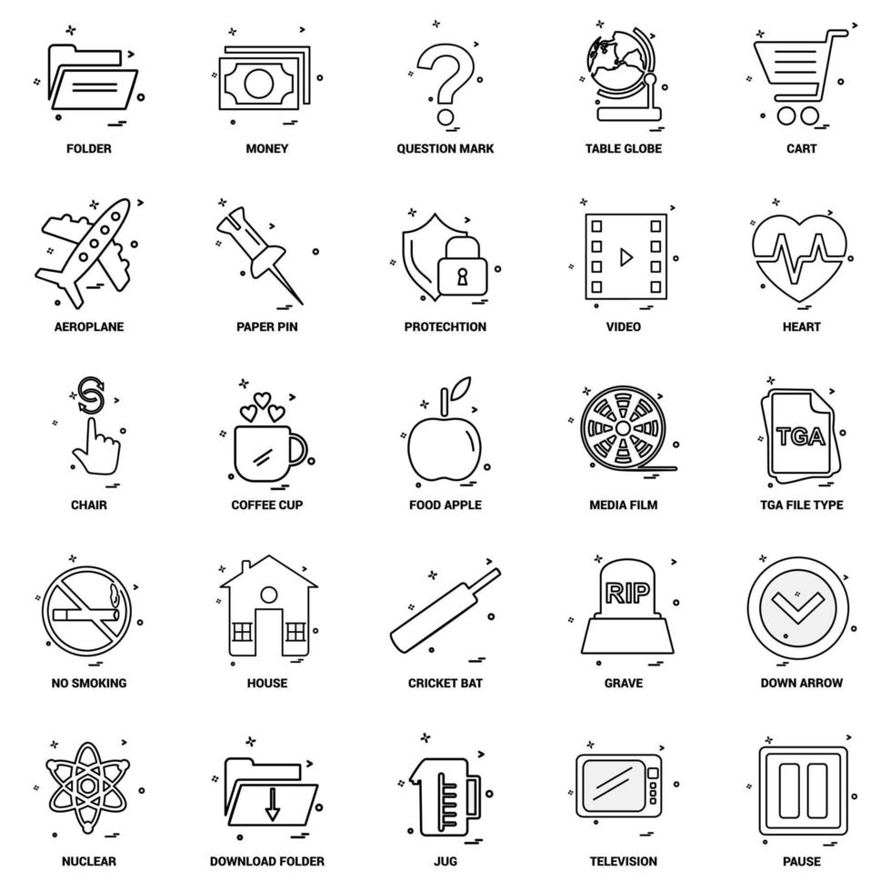 25 Business Concept Mix Line Icon set vector