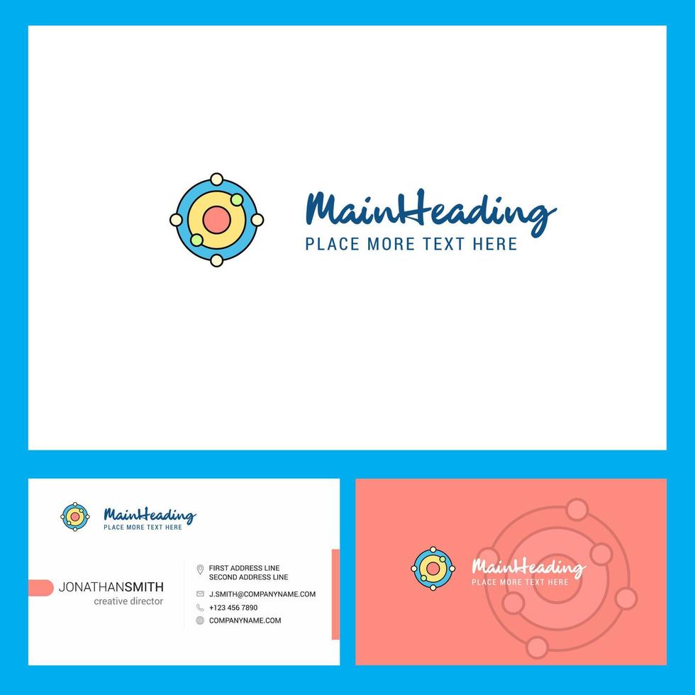 Atoms Logo design with Tagline Front and Back Busienss Card Template Vector Creative Design