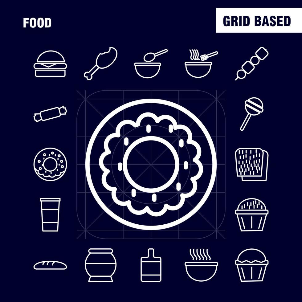 Food Line Icons Set For Infographics Mobile UXUI Kit And Print Design Include Bbq Meat Food Meal Oven Cooking Food Meal Collection Modern Infographic Logo and Pictogram Vector