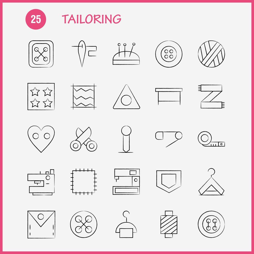 Tailoring Hand Drawn Icon Pack For Designers And Developers Icons Of Knit Machine Scissors Sewing Buttons Knit Machine Sewing Vector