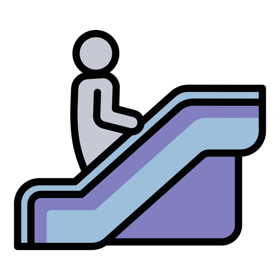 Man on escalator icon, outline style vector